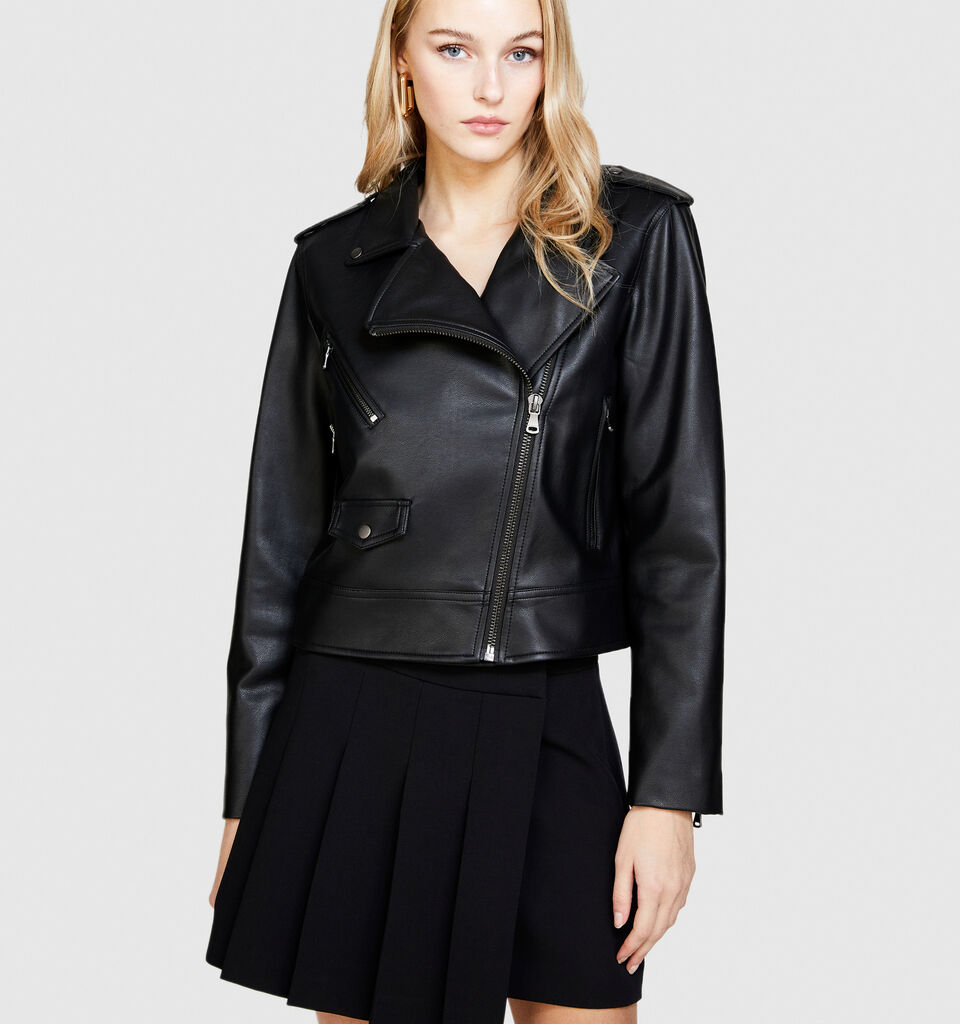 Padded biker jacket - women's jackets - Black | Sisley image number 4